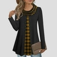 thumbnail image 2 of Kaemgyyd Womens Long Sleeve Tops Casual Fashion Print Warm Shirt Plus Size Loose Patchwork A-Line Tunic Blouse with Buttons, 2 of 5