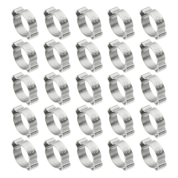 Uxcell 30 Pack 15-18mm Double Ear Hose Clamp, 304 Stainless Steel O Clip Crimp Rings