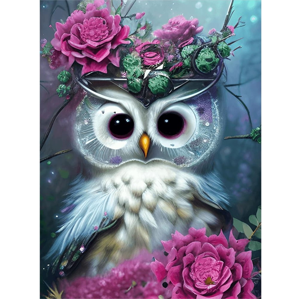 Diamond Painting - Owl and Flowers – Figured'Art