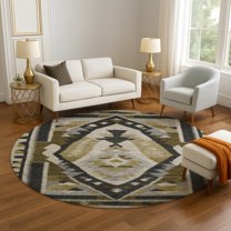 Addison Rugs Mayfield Premium Machine Washable Transitional Tribal Chocolate Round Rug, 8' x 8'