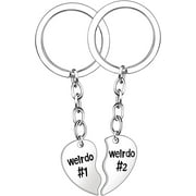 2 Pcs Weirdo Keyring Friendship Keychain Set Gifts for Her Birthday Presents (Weido#1 Weido#2)