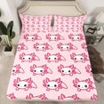 thumbnail image 2 of Castle Fairy Cartoon Pink Axolotl Queen Sheet Sets,Kawaii Salamander Bed Set, 2 of 7
