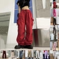 thumbnail image 3 of BUYISI Women S Hip Hop Overalls For Street Fashion High Waist Solid Color Trousers Khaki L, 3 of 9