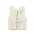 thumbnail image 1 of Gupgi Débardeurs Tricotés pour Femmes Gilet Nœud Papillon au Dos Chandail Gilet Haut Décontracté Sans Manches Crochet Cardigans Courts, 1 of 6