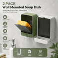 thumbnail image 3 of 2 Pack Wall Mounted Soap Dish with Drainage, Drill-Free Self Adhesive Bar Soap Holder, Waterproof Rustproof Soap Container, Portable Shower Soap Case for Home & Travel, 3 of 5