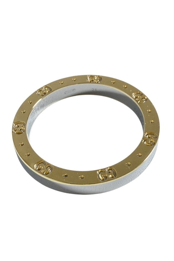 Pre-Owned Gucci Men's Icon Ring, 18K Gold and Steel Combination, Size 20