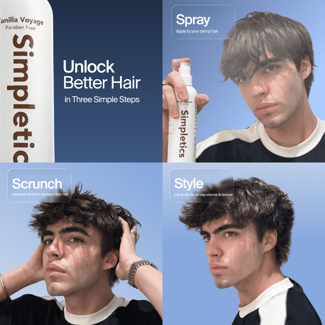 Simpletics Himalayan Sea Salt Spray for Hair - All Natural, 5 Ingredient Texturizing and Volumizing Salt Spray - Vanilla Scented - Beach Look Spray To Add Volume & Texture - Unisex - 240ml…