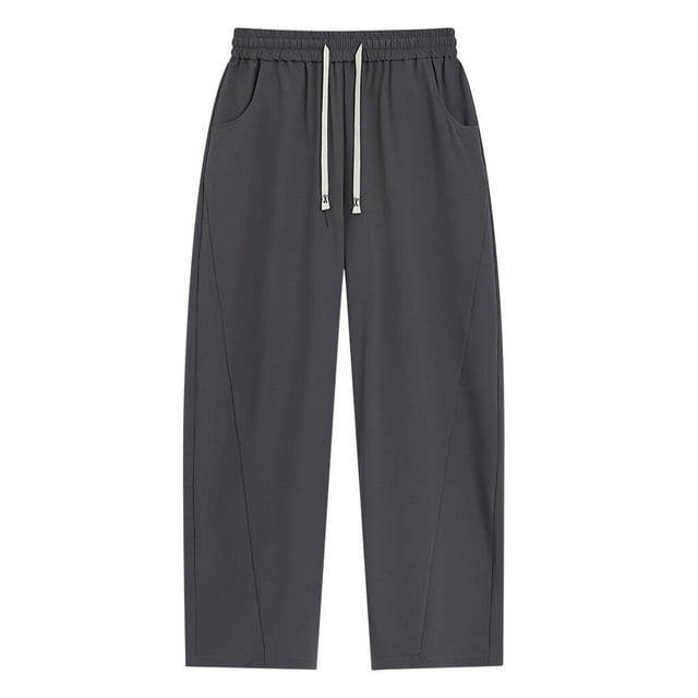 LNWUY Wide Leg Sweatpants Men Baggy High Waisted Lounge Pants Solid Color Drawstring Athletic Joggers with Pockets Gray XL