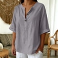 thumbnail image 4 of Bixock Maternity Tops for Women Short Sleeve Button Front Pregnant Tops Crew Neck Maternity Shirts Soft Breathable Maternity Blouse Comfortable Maternity Clothings, 4 of 5