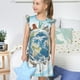 thumbnail image 4 of Balery World Travel Camisón de princesa para niñas, pijama de algodón con mangas abullonadas, suave y bonito.-Medium, 4 of 6