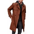 thumbnail image 2 of Men's Trench Coat Notched Lapel Belted Windbreaker Long Jacket Windproof Comfortable Durable Overcoat, L, 2 of 6