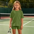 thumbnail image 2 of fatyb Girls Clothes Summer 2 Piece Outfits Short Sleeve T Shirts and Biker Shorts Kids Clothing Sets, 2 of 6