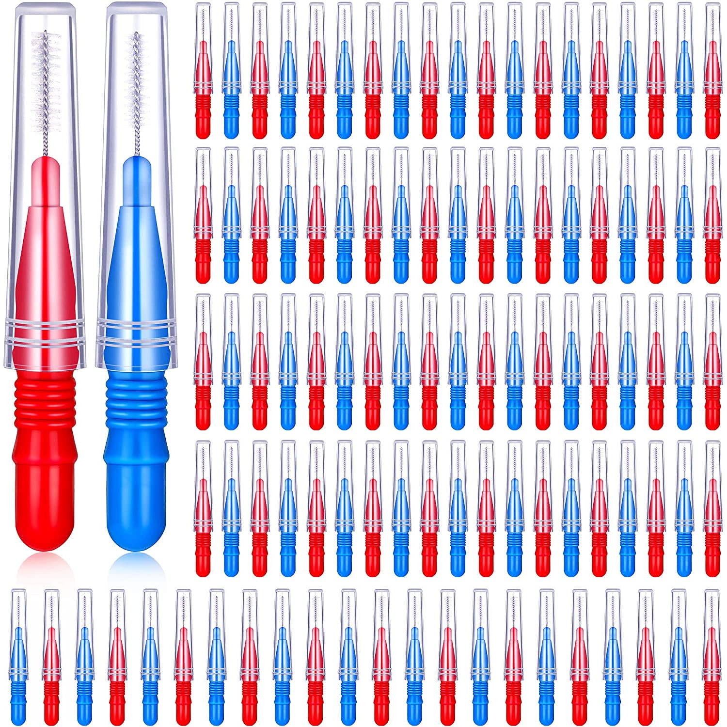 GOTYDI 100 Pieces Braces Brush for Cleaner Interdental Brush Toothpick Dental Tooth Flossing Head Oral Dental Hygiene Flosser Toothpick Cleaners Tooth Cleaning Tool