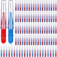 thumbnail image 1 of 100 piezas de cepillos dentales, hilo dental, limpiador interdental, palillo de dientes, cabezal de hilo dental, limpiadores bucales, herramienta de limpieza (rojo y azul), 1 of 7