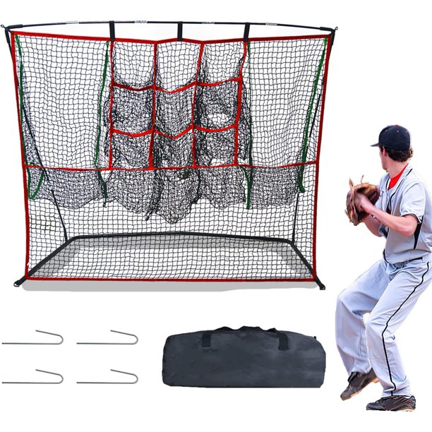Kapler Baseball Softball Pitching Net with Strike Zone, Portable Heavy