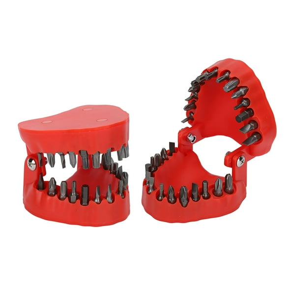 Denture Drill Bit ,Denture Driver Bit Holder, ABS Tooth Shape Denture Bit Holder with Magnets 28 Hole Bit Storage Organizing Holder for Electrician CarpenterBlack