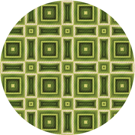 Ahgly Company Indoor Square Patterned Acid Green Area Rugs, 3' Square