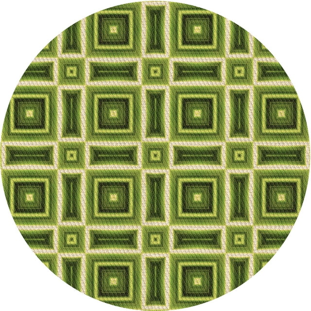 Ahgly Company Tapis d'Intérieur Rond Lavable en Machine Vert Transitionnel, 4 Pieds Rond