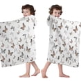thumbnail image 4 of White Butterfly Pattern Hooded Bath Towel，60"x35" for Ages 3 To 12 Kids, Quick Dry Lightweight Soft Microfiber Hood Beach Towel Cover Up for Kids, 4 of 7