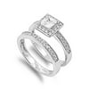 Sterling Silver Princess Cut Engagement Ring Wedding Band Set White CZ 925 Female Size 10