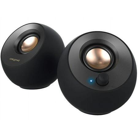 Creative Pebble V2 - Minimalistic 2.0 USB-C Powered Desktop Speakers, 3.5 mm AUX-in, Up to 8W RMS Power for Computers and Laptops, Type-A Adapter Included and Extended Cable (Black)