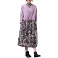 thumbnail image 1 of Vestido de manga larga para mujer, suelto, empalme, estampado vintage, bolsillos laterales, ves MABOTO Vestido de mujer, 1 of 7