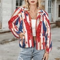 thumbnail image 3 of Jackets for Women Winter Coat Jackets Flannel Stand Collar Jacket(America Flag Butterfly,Size:S-4XL), 3 of 7