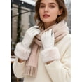thumbnail image 6 of Gustave Women's Winter Gloves PU Leather & Suede Touchscreen Gloves Fleece Lined Warm Driving Gloves with Faux Fur Cuffs for Cold Weather, White, 6 of 9