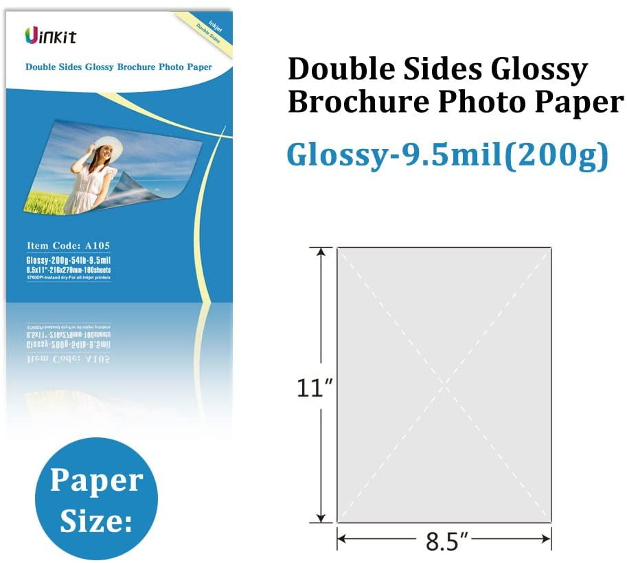 Double Sided Glossy Photo Paper 200 Sheets Uinkit 8.5x11 Inches 9.5Mil...