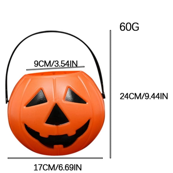Konghyp Pumpkin Candy Bucket, Halloween Pumpkin Pail, Portable Candy Container, Cute Halloween Decoration, Reusable Trick or Treat Accessory, Festive Party Prop