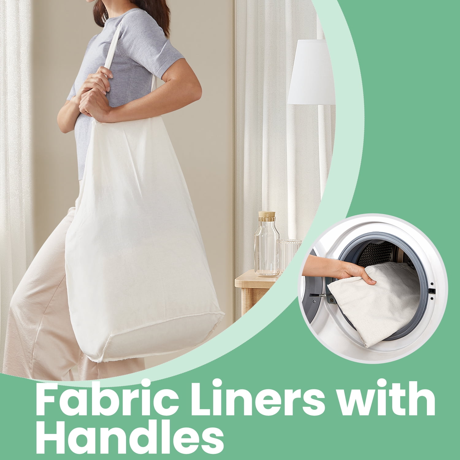 LEDREM Double Compartment Laundry Hamper with Lid - 90L Capacity, 2 Removable Washable Liners, 6 Mesh Bags, Steel Frame & Wicker, Design for Bathroom Storage, Gray