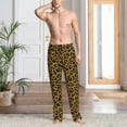 thumbnail image 5 of Mens Pajama Pants - Soft Sleep & Lounge Pants for Men, gold glitter leopard print Cuteness Casual PJ Bottoms Pants with Pockets, 5 of 5