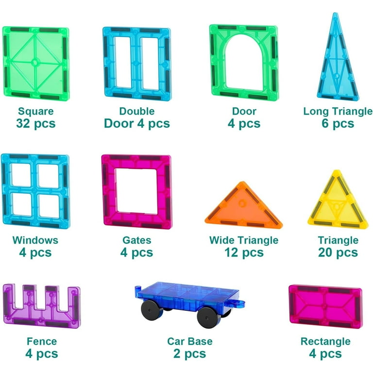 Neoformers Magnetic Tiles, 96-Piece 3D Building Blocks for Kids