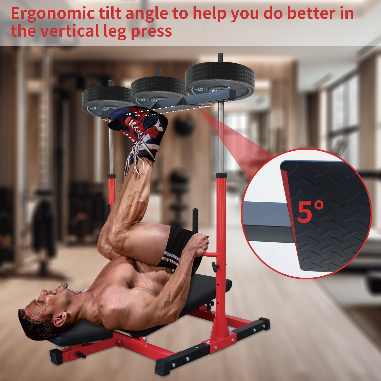 Adjustable Weight Rack Vertical Leg Press Machine with Adjustable Leg, Back and Head Positions, Leg Strength Training Machine for Home Gym, 2" Olympic Plate Compatible,Wall Mounted Weight Rack