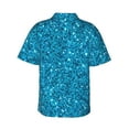 thumbnail image 3 of Balery Blue Glitter Print Men's Hawaiian Shirts Short Sleeve Beach Shirt Relaxed Fit Vacation Button Down Shirts-X-Large, 3 of 9