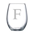 thumbnail image 1 of 4-pc Classic Initial Engraved 15 oz Stemless Wine Glass, Letter F, 1 of 3