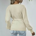 thumbnail image 4 of Viikei Sweaters For Women Clearance Plus Size Pullover Sweaters For Women Loose Solid Color Waist Belted V-Neck Long Sleeve Tops, 4 of 8