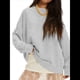 thumbnail image 2 of Sudadera de Gran Tamaño para Mujer, Estilo Informal, Cuello Redondo, Larga, Cómoda. Gris XL, 2 of 10