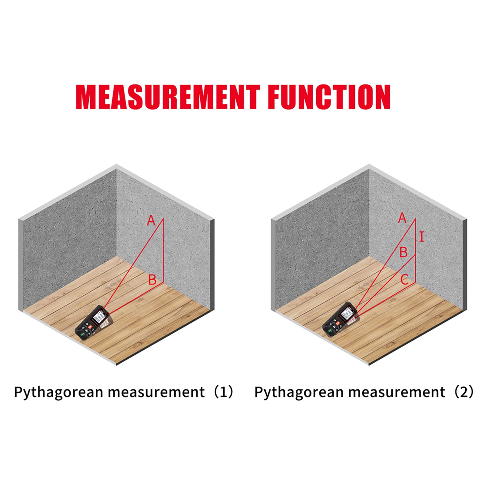 100m  Measure LCD Digital  Distance Meter With Bubble Level Mini Range Finder Distance/ Area/ Volume/ Pythagorean Measuring Tool Unit Switching Data Storage
