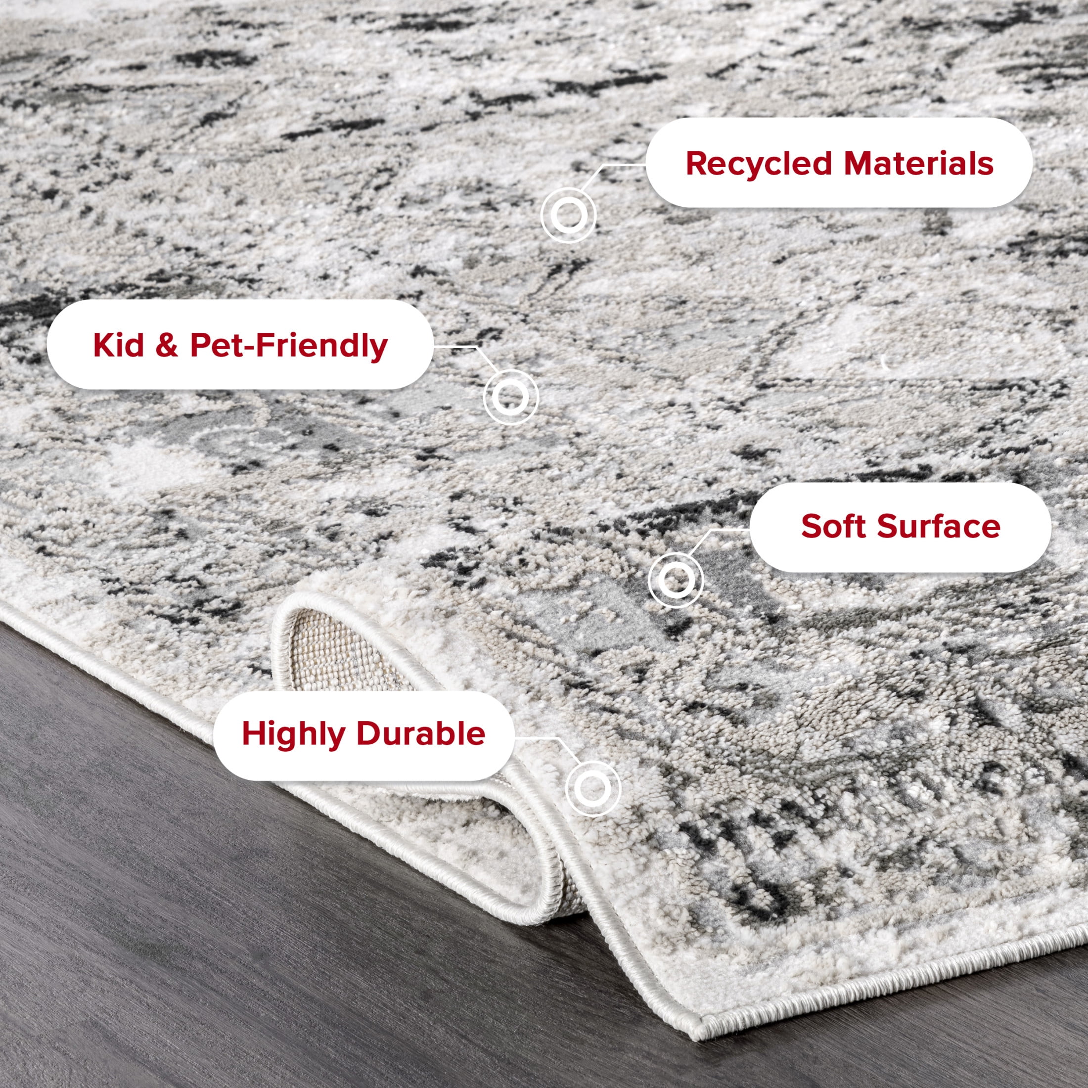 nuLOOM Madisson Vintage Faded Medallion Area Rug, 8' x 10', Madisson Grey