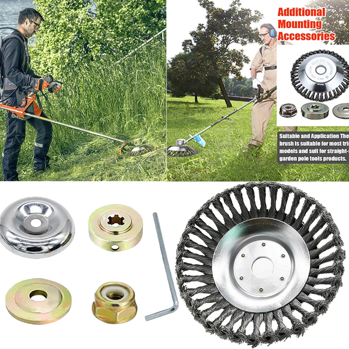 8 Inch Steel Wire Rotary Brush Cutter Trimmer Head Sets Weeds Blade