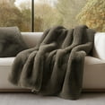 thumbnail image 5 of EVERGRACE Luxury Soft Faux Chinchilla Fur Throw Blanket for Couch, Warm Thick Heavy Winter Throw Blanket 1220GSM for Bed, Fluffy Cozy Mink Blanket with Reversible Velvet, Smoky Sable, 50''x60'', 5 of 8