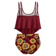 thumbnail image 2 of Plus Size Swimsuit Women Two Pieces Bathing Top Ruffled With High Waisted Bottom Bikini Set, 2 of 4