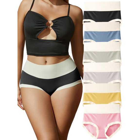 DINGLU Women's Underwear High Waisted Ladies Panties Soft Full Coverage Briefs 6 Pack, Size 5