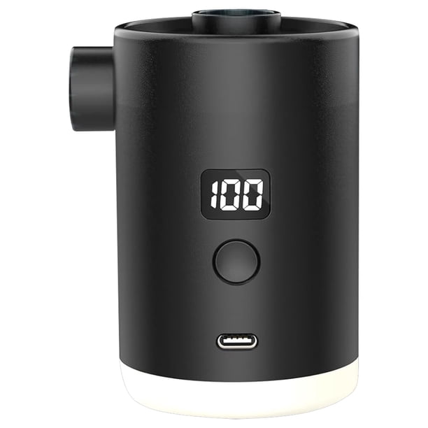 Bomba de aire portátil con linterna FLhrweasw para acampar recargable por USB negra