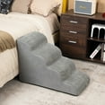 thumbnail image 4 of Gymax 4-Tier Foam Dog Ramp Non-Slip Dog Steps Soft Pet Stairs Ladder w/ brush for High Sofa Bed, 4 of 10