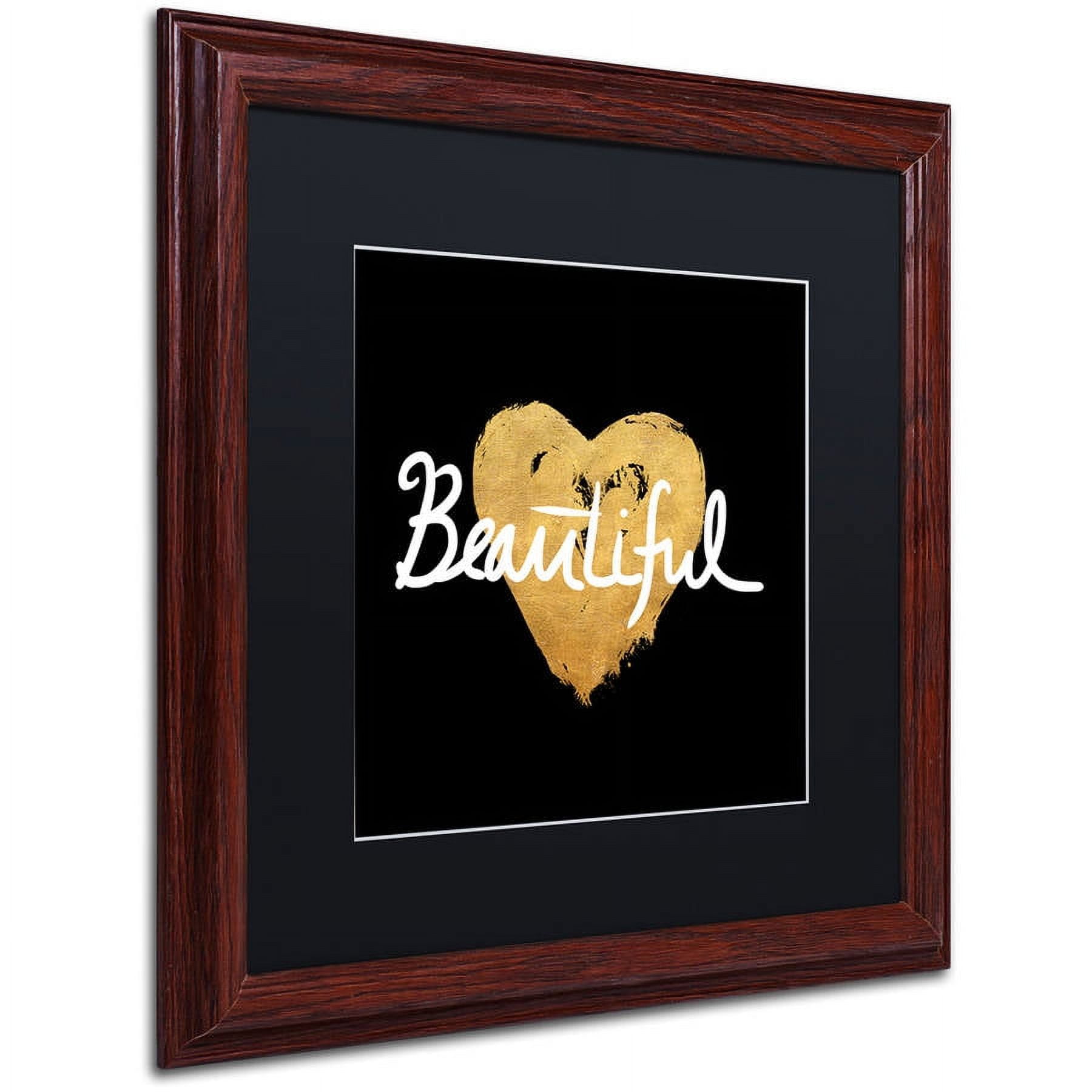 Trademark Fine Art "Beautiful On Black" Canvas Art by Lisa Powell Braun, Black Matte, Wood Frame