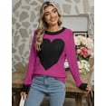 thumbnail image 2 of Women's Heart Pattern Knit Sweater, Long Sleeve Crew Neck Pullover, Soft Cozy Cable Knit Jumper for Fall and Winter, 2 of 7