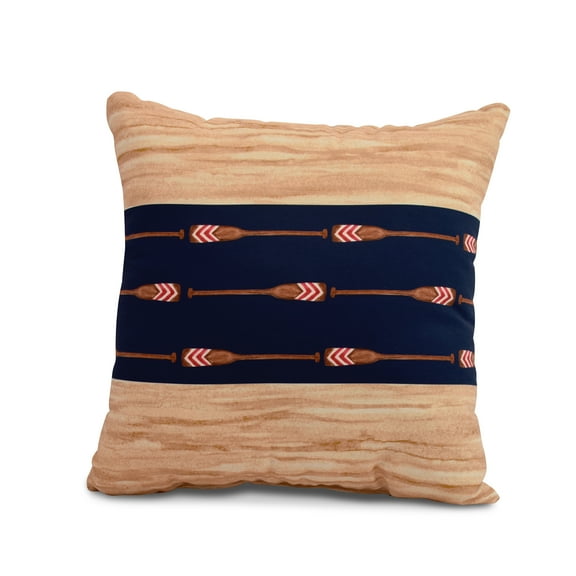 Simply Daisy, 18 x 18 inch, Oar Stripe Center, Stripe Print Pillow, Navy