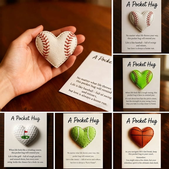 Dserhfy Love Heart Golf Pocket Hug with Positive Card Emotional Support Baseball Tennis Basketball Pocket Token Decoration Inspirational Gift